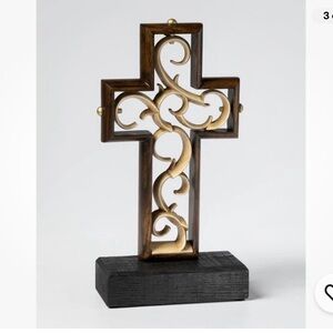 The Unity Cross hand-scraped Beechwood Unity Candle Alternative